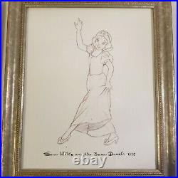 Vtg Walt Disney Gold Framed Sketch Drawings Peter Pan 1953 & Snow White 1937