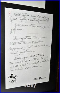 WALT DISNEY OLLIE JOHNSTON TWO HANDWRITTEN NOTES FRAMED With THE JUNGLE BOOK PRINT