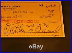 WALT DISNEY Signed / Autographed & Framed 1959 Bank Check PSA/DNA LOA Disneyland