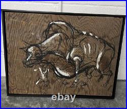 WALT PEREGOY THE BULL ABSTRACT OIL PAINTING OLD DISNEY ARTIST 1953 With COA