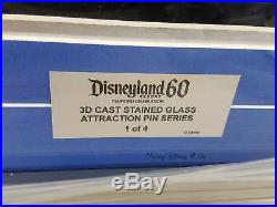 WDI MOG Disneyland 60th Framed 3D Cast Stained Glass Attraction Pin Set AP # 1/4