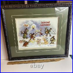 Walt Disney 1934 Season's Greetings Christmas Card Framed Pin Set