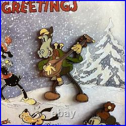 Walt Disney 1934 Season's Greetings Christmas Card Framed Pin Set