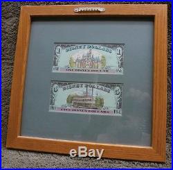 Walt Disney $1, $5 Mickey Mouse Goofy 1st day Issue LOW SERIAl # Two Sided Frame