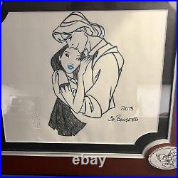 Walt Disney 2013 Sketch Pocahontas & John Smith Jim Bonserio 16x14 Disney Framed