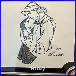 Walt Disney 2013 Sketch Pocahontas & John Smith Jim Bonserio 16x14 Disney Framed