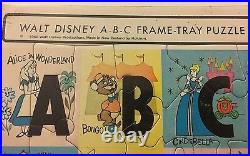 Walt Disney A-B-C ABC Frame Tray Puzzle New Zealand Import 1968 Mickey 2 Sided
