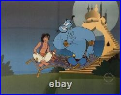 Walt Disney Aladdin Genie and Abu Magic Carpet Ride L/ED Sericel Custom Framed