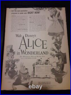 Walt Disney Alice In Wonderland Rare Original Promo Poster Ad Framed