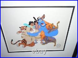 Walt Disney Alladin Cel Group Hug In Frame withCOA