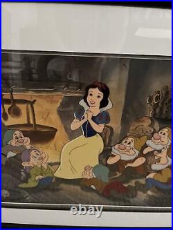 Walt Disney Animation Art Snow White Tell Me a Story Framed Sericel with COA