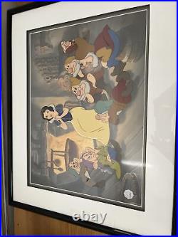 Walt Disney Animation Art Snow White Tell Me a Story Framed Sericel with COA