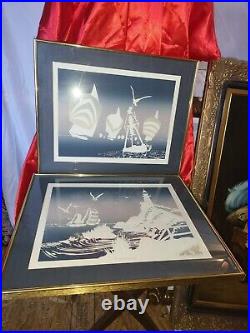 Walt Disney Artist Mouseketeer Roy Williams Embossed Serigraph 2 Framed Pictures