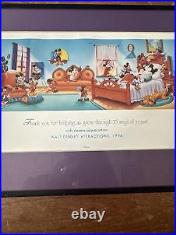 Walt Disney Attractions 25 Years Appreciation Framed Poster 1996 WOW