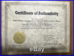 Walt Disney Autograph -signed Phil Sears Coa Mint Framed With Bonus Giclee
