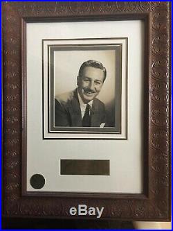 Walt Disney Autographed Black And White Studio Picture In Frame With COA. RARE
