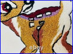 Walt Disney Bambi Picture Cross Stich sew Framed Art Thumper vtg sign decor gift