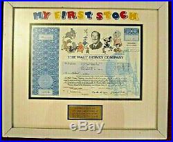 Walt Disney Co. Framed One Share Stock Certificate Michael Eisner Signature Coa