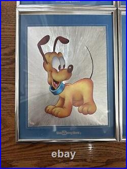 Walt Disney Company Foil 1980's Prints Framed Tinker Bell, Goofy, Donald, Minnie