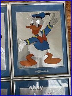 Walt Disney Company Foil 1980's Prints Framed Tinker Bell, Goofy, Donald, Minnie
