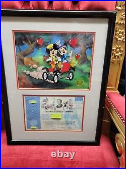Walt Disney Company Stock Certificate Eisner Framed Animation Serigraph Mickey