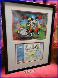 Walt Disney Company Stock Certificate Eisner Framed Animation Serigraph Mickey