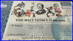 Walt Disney Company Stock Certificate Framed & Matted Issued 2006 Seven Dwarves