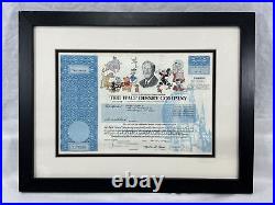Walt Disney Company Stock Certificate One Share Framed And Matted