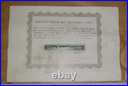 Walt Disney Company Stock Certificate One Share Framed And Matted Sept, 2009