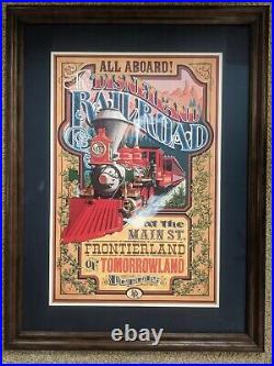 Walt Disney Disneyland Railroad Attraction Large Train Print Framed 38.5x29.25