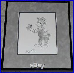 Walt Disney Donald Duck Chip N Dale Framed Original Pencil Drawing Bill Justice