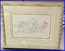 Walt Disney Donald Duck Framed Original Pencil Drawing By Bill Justice