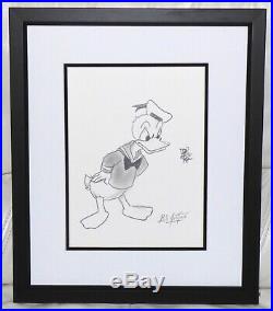 Walt Disney Donald Duck Framed Original Pencil Drawing By Bill Justice