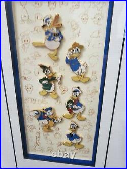 Walt Disney Donald Duck Limited Edition Pin Set Donald's 65th 2044/5000 Framed