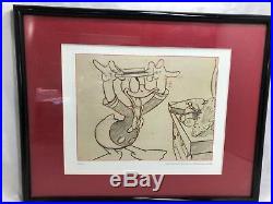 Walt Disney Donald Duck Litho Pencil Sketch Drawing Animation 1940 Framed