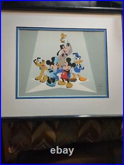Walt Disney Fab 5 Framed Le Sericel Mickey Mouse Minnie Goofy Donald Duck Pluto