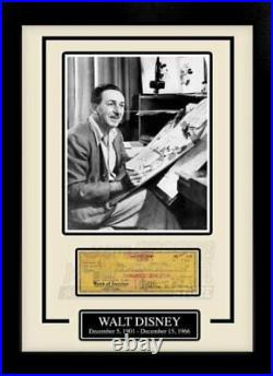 Walt Disney Facsimile Signed Autographed Personal Check Framed 8x10 Display