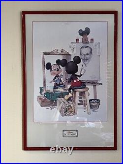 Walt Disney Framed Fine Art Poster Mickey Mouse Drawing Painting Art