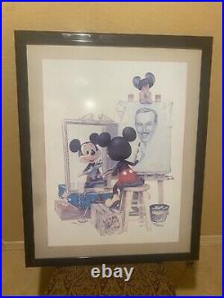 Walt Disney Framed Fine Art Poster Mickey Mouse Drawing Painting Art