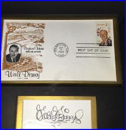 Walt Disney Framed First Day Issue Stamp, Autograph And Coin