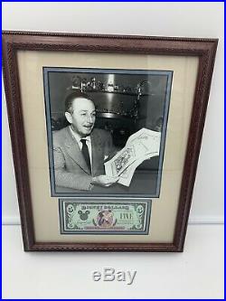 Walt Disney Framed Photo With1991 $5 A Series Goofy Disney Dollar A00022854A