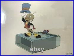 Walt Disney Framed Serigraph Cel Pinocchio Jiminy Cricket on Matchbox