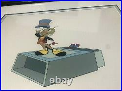 Walt Disney Framed Serigraph Cel Pinocchio Jiminy Cricket on Matchbox
