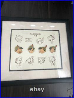 Walt Disney Gallery Pinocchio Model Sheet Framed 4 Pin Set With COA LE