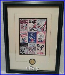 Walt Disney Happy 70th Birthday Mickey Mouse Coin Poster Framed