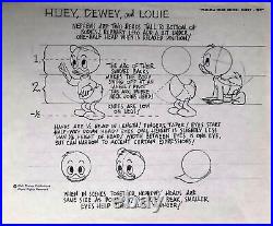 Walt Disney Hewey, Dewey & Louie Model Sheet Drawing 1971 FRAMED