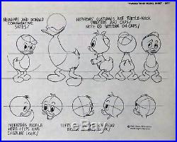 Walt Disney Hewey, Dewey & Louie Original Model Sheet Drawing 1971 FRAMED