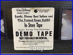 Walt Disney In Store Demo Promo VHS Tape Bambi Who framed Roger Rabbit 130 Min