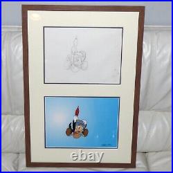 Walt Disney Jiminy Cricket Original Proction Cel + Drawing Signed Preston Blair