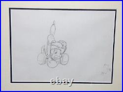 Walt Disney Jiminy Cricket Original Proction Cel + Drawing Signed Preston Blair